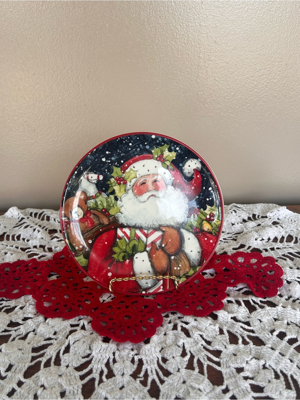 Certified International Susan Winget Christmas Santa 7” Sack of Toys Holly